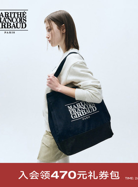 MARITHE经典LOGO大号购物袋 韩系情侣印花大容量单肩包25年夏韩系