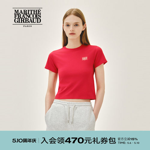 MARITHE女士经典LOGO复古短T恤