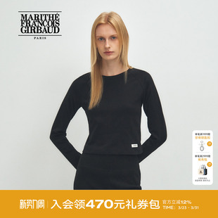 上衣2026春 短T恤简约插肩圆领休闲时尚 MARITHE BASIC系列女士长袖