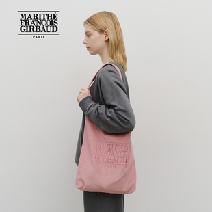MARITHE经典 男女情侣大容量简洁手提包25秋 LOGO灯芯绒单肩包