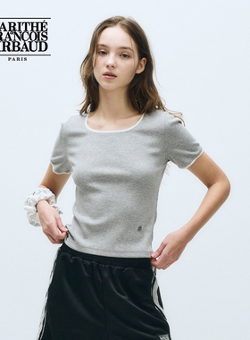 MARITHE女士蕾丝短袖T恤 潮流正肩休闲简约舒适上衣 2025年夏韩系