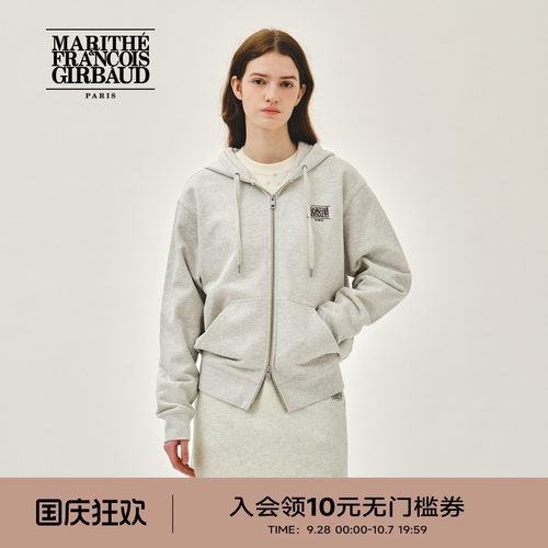 MARITHE经典LOGO拉链连帽卫衣