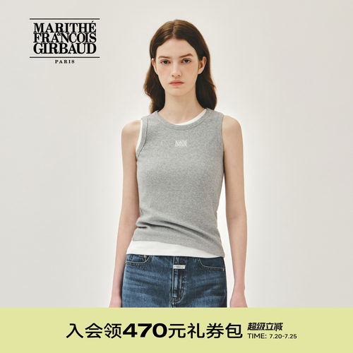 MARITHE女士丝带LOGO无袖T恤