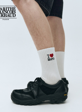 MARITHE I LOVE MFG袜子情侣刺绣点缀罗纹中筒针织袜25年春秋韩系