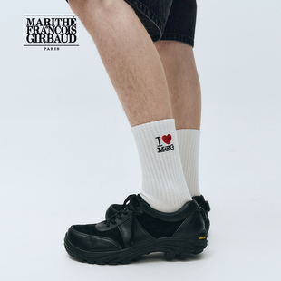 MFG袜子情侣刺绣点缀罗纹中筒针织袜25年春秋韩系 LOVE MARITHE