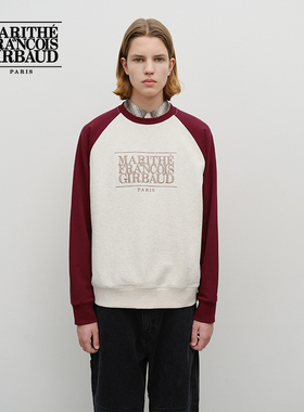 MARITHE经典LOGO插肩卫衣 减龄男女同款撞色情侣装2025年秋冬韩系