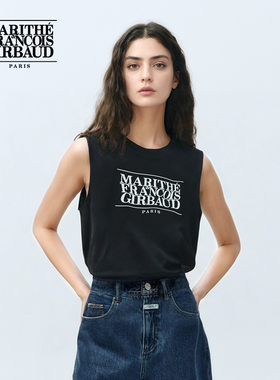 MARITHE无袖T恤 情侣男女同款宽松舒适经典LOGO上衣 2025夏季韩系