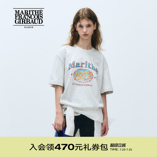 MARITHE女士椭圆图案印花短袖T恤