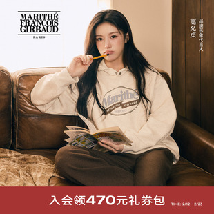【高允真同款】MARITHE复古印戳连帽卫衣 男女同款加绒上衣25秋冬