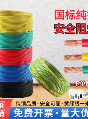国标ZR-BVR2.5/4/6/10/25/35平方黄绿红蓝黑双多股软铜接地火零线