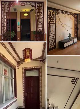 新中式PVC仿古空GTN镂实木背景线墙条吊顶装饰收木线条背景边框边