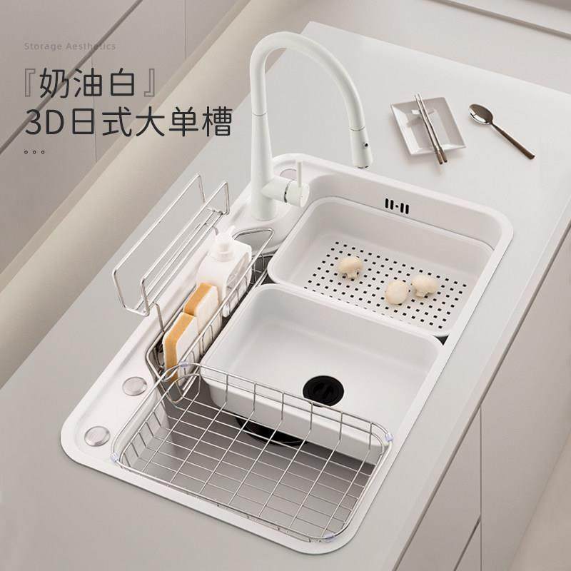 白色式厨房大单槽骊34不日多锈钢水槽住3D压纹功能0洗菜盆台下盆,家装主材,水槽套餐,淘宝优惠券,粉丝福利购,淘宝优惠卷