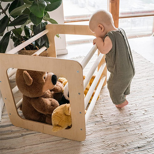 木质攀爬架儿童启蒙益智攀爬架亲子互动游玩设备带秋千滑梯攀爬梯