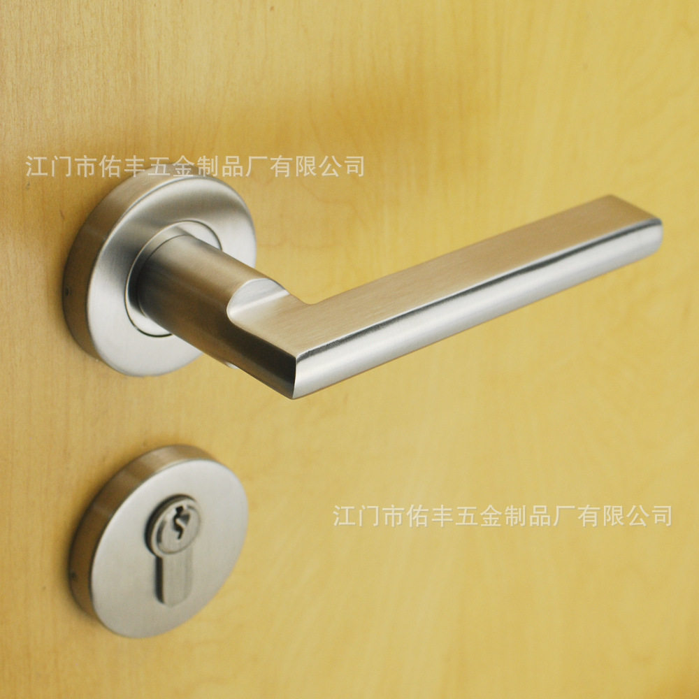 现货 304拉丝不锈钢精铸实心门把手 卧室房间执手锁具 室内木门锁