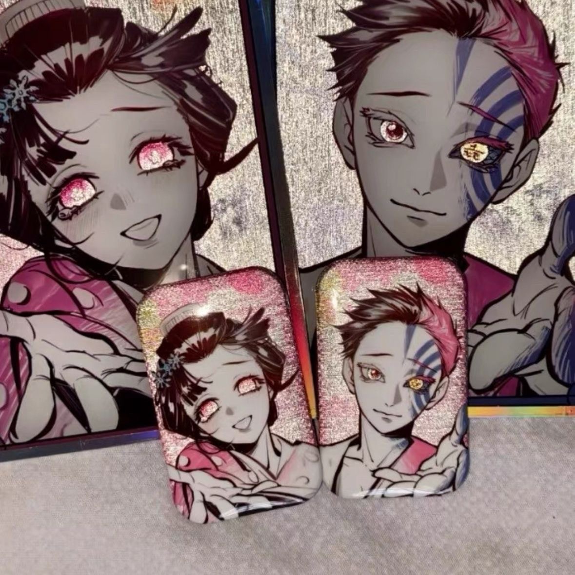 鬼灭之刃恋雪猗窝座动漫周边方形谷子吧唧送朋友礼物装礼物收藏