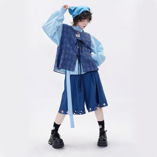 醒春集【探险家】明制晋制汉服元素圆领比甲曲领襦牛仔蓝日常休闲