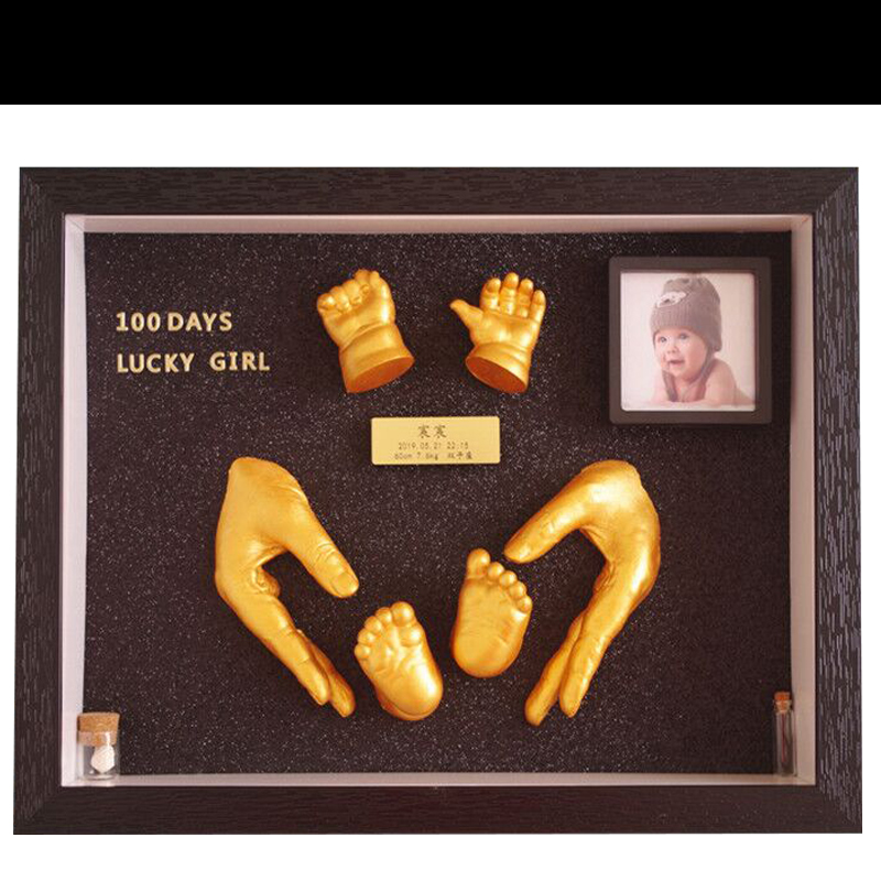 婴儿手模脚模宝宝周岁留印脚印手印手足印立体手脚印泥胎毛创意