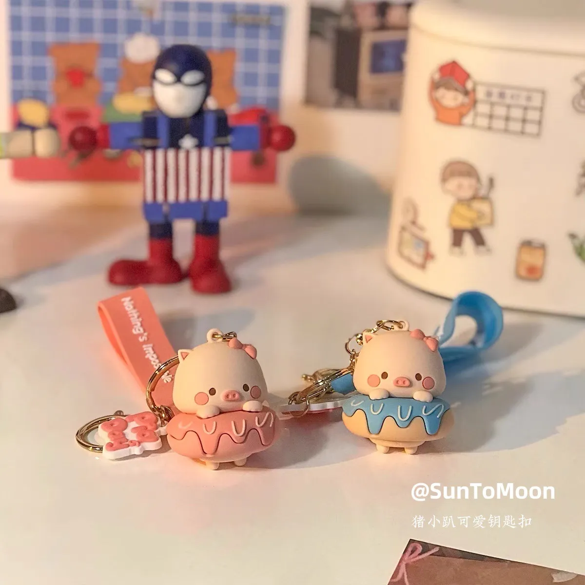 卡通可爱心猪小趴公仔钥匙扣