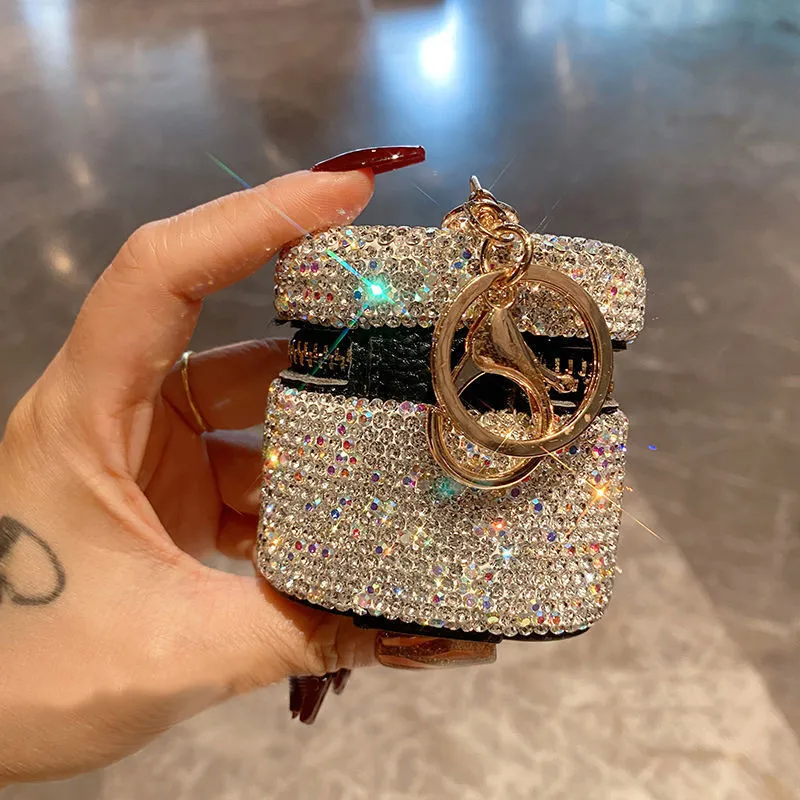 真皮迷你镶钻包挂饰耳机线包创意挂件收纳口红跨境爆款直销