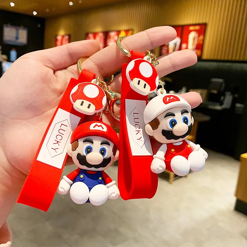 卡通马里奥游戏周边钥匙扣创意情侣汽车钥匙链包包挂件小礼品
