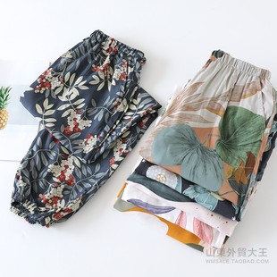女长裤 薄款 人棉睡裤 夏季 外穿人造棉春秋绵绸 棉绸家居裤 宽松防蚊裤