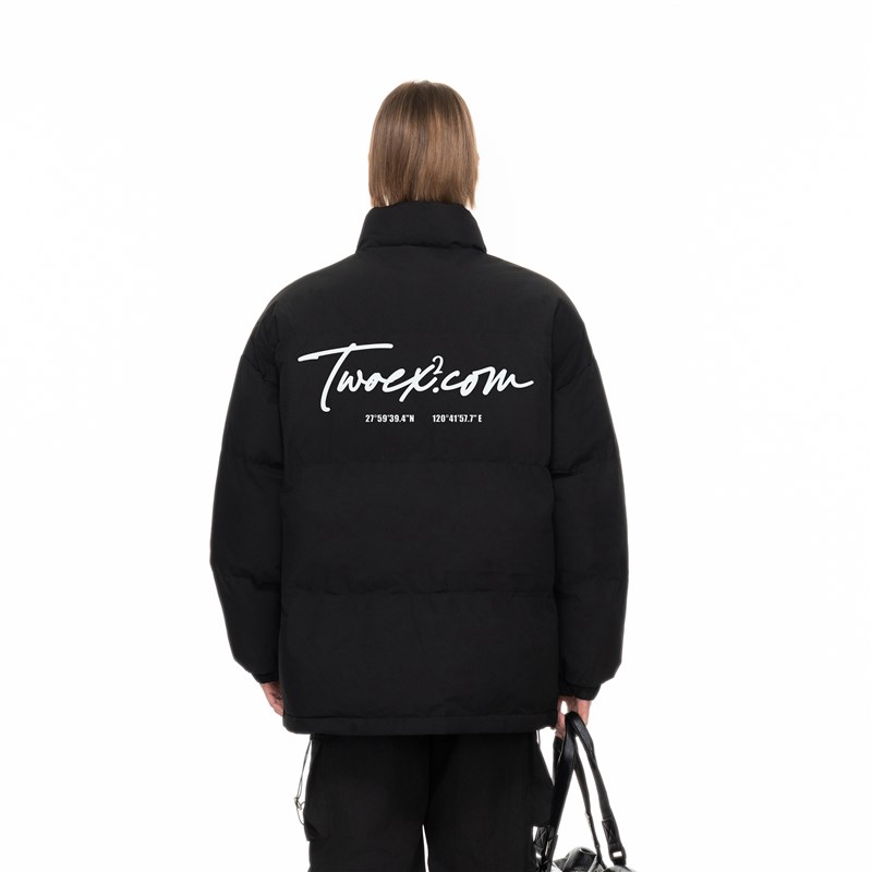 【黄明昊主理】TWOEX2草写棉服国潮牌情侣宽松加厚保暖秋冬外套