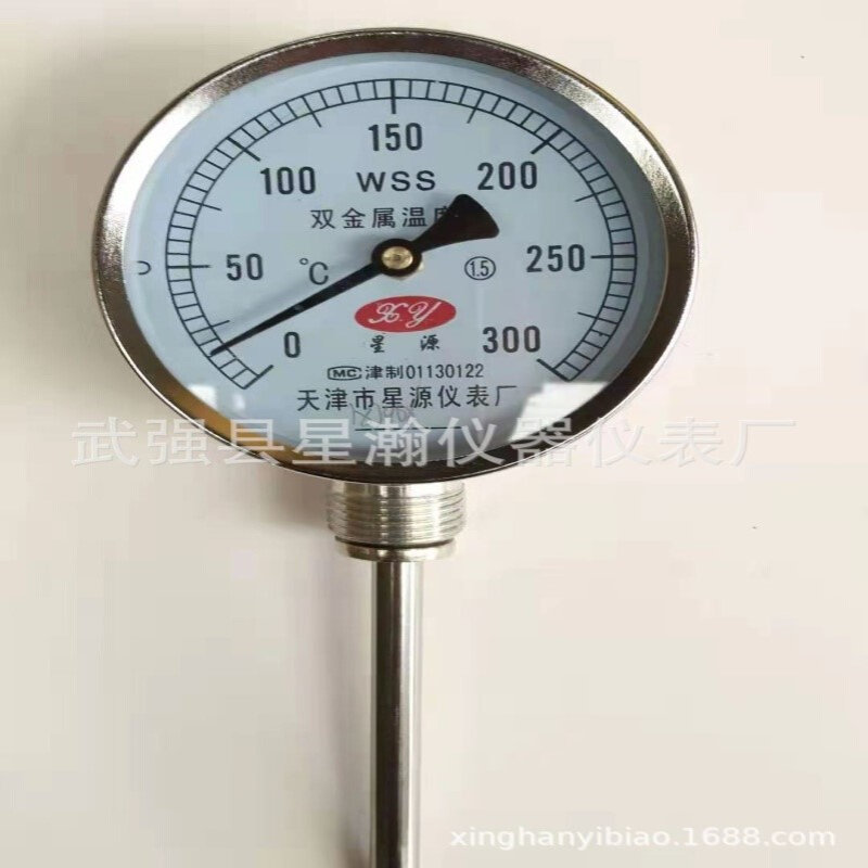 双金属温度计WSS401不锈钢径向轴向指针锅炉管道烤鸭工业温度表