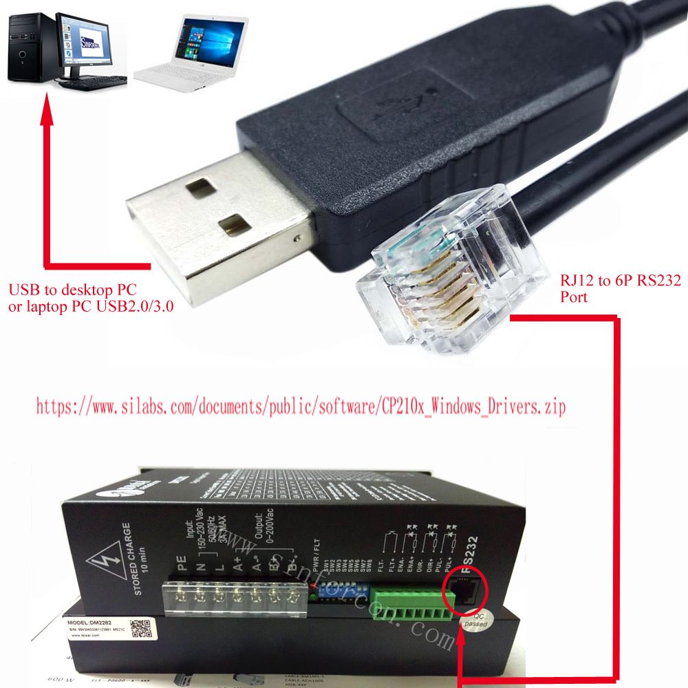 USB RJ12 HBS86H HBS57 CL57 DM2282 DM2C RS556雷赛驱动器调试线