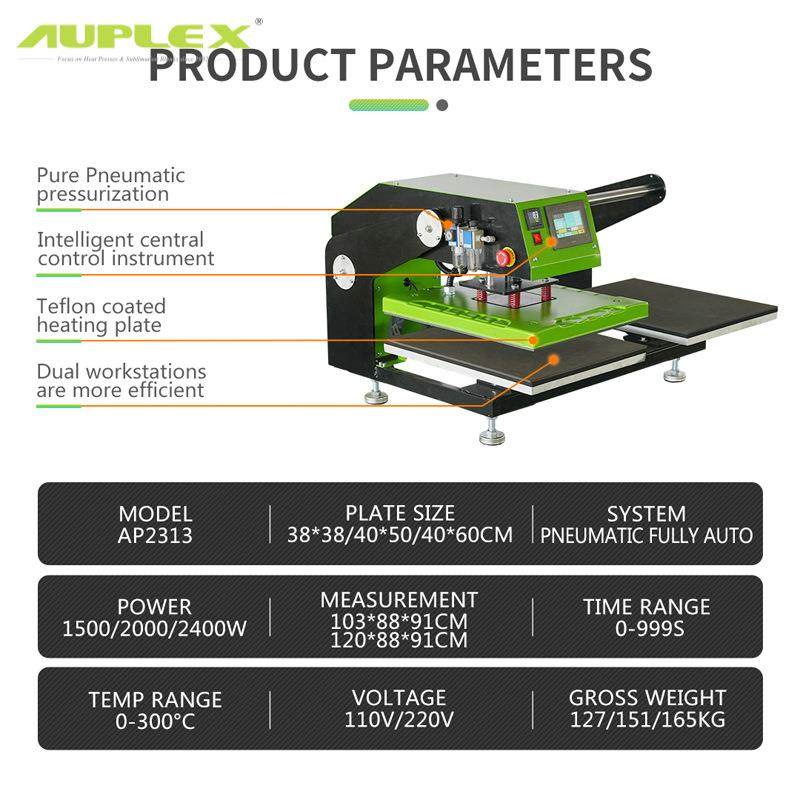 气动全自动双工位热压机38*38竖版热转印压烫机服装T恤印花烫画机