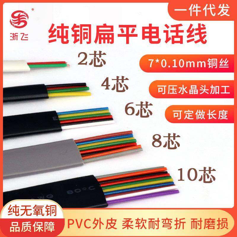 20251 2/4/6芯8芯10芯扁平纯铜电话线电话听筒座机传真机连接线