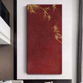 手绘油画奶金竹入户玄幻装 饰画手工复古中式 红色肌理画寓意好挂画