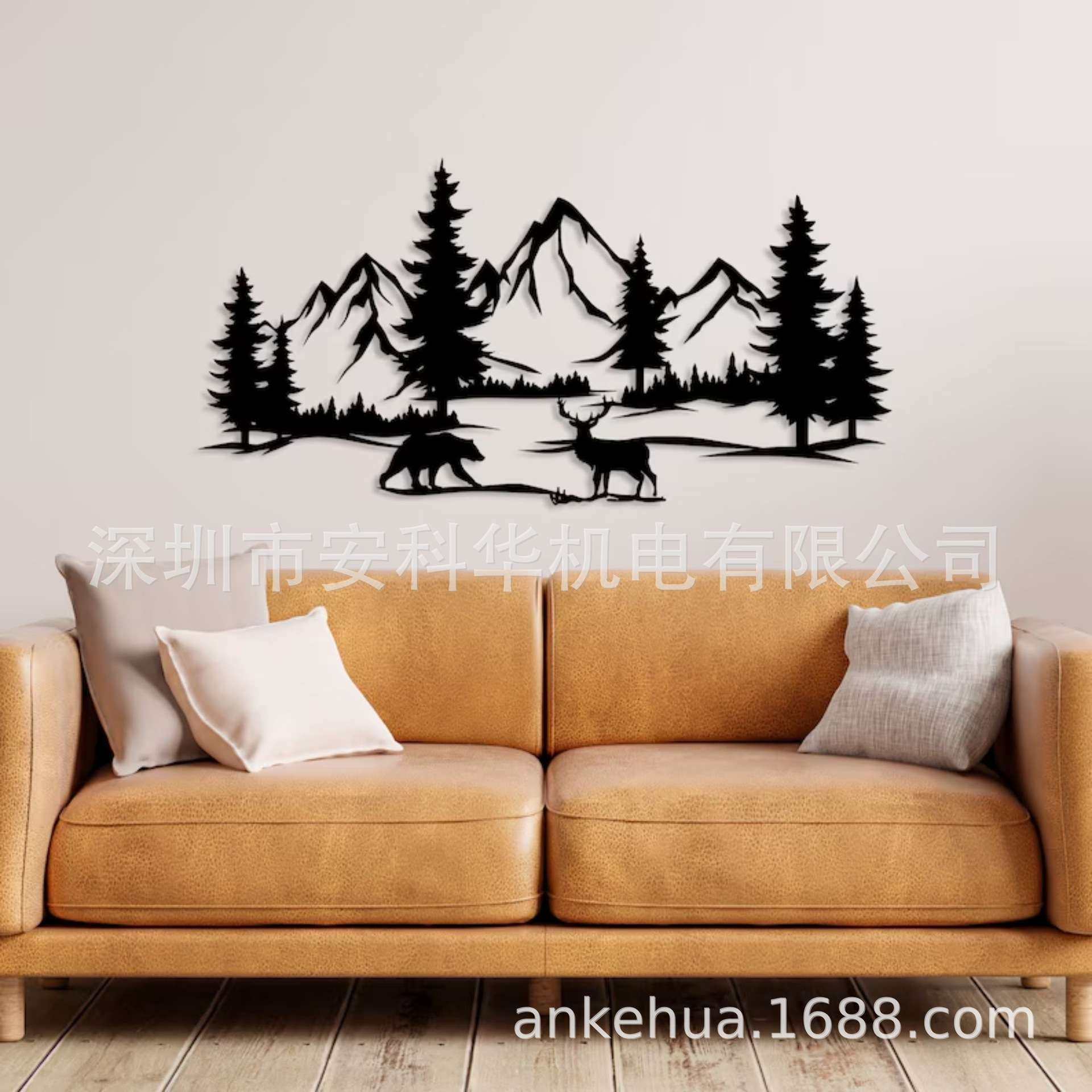 山脉和森林金属墙饰，超大农舍装饰，松树和熊户外金属标志,3C数码配件,其它配件,淘宝优惠券,粉丝福利购,淘宝优惠卷
