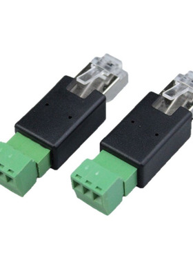 工厂 RJ45转3Pin接线端子简易水晶头转RS485绿色端子网线转接头