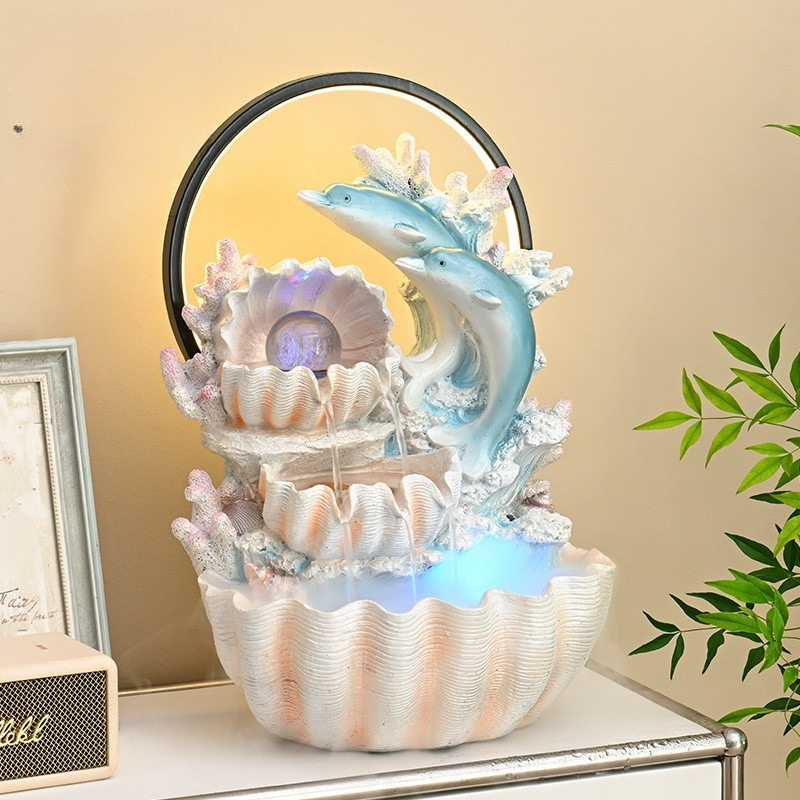 创意海豚流水生财摆件循环水电视柜酒柜玄关家居轻奢乔迁装饰礼∑,电子元器件市场,电线扎带/束线带,淘宝优惠券,粉丝福利购,淘宝优惠卷