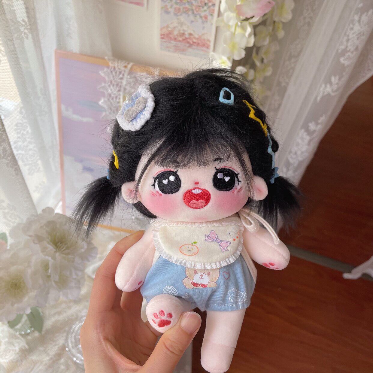 【兜兜set】背心爬爬服/口水兜10cm/15cm/20cm原创手作棉花娃娃衣