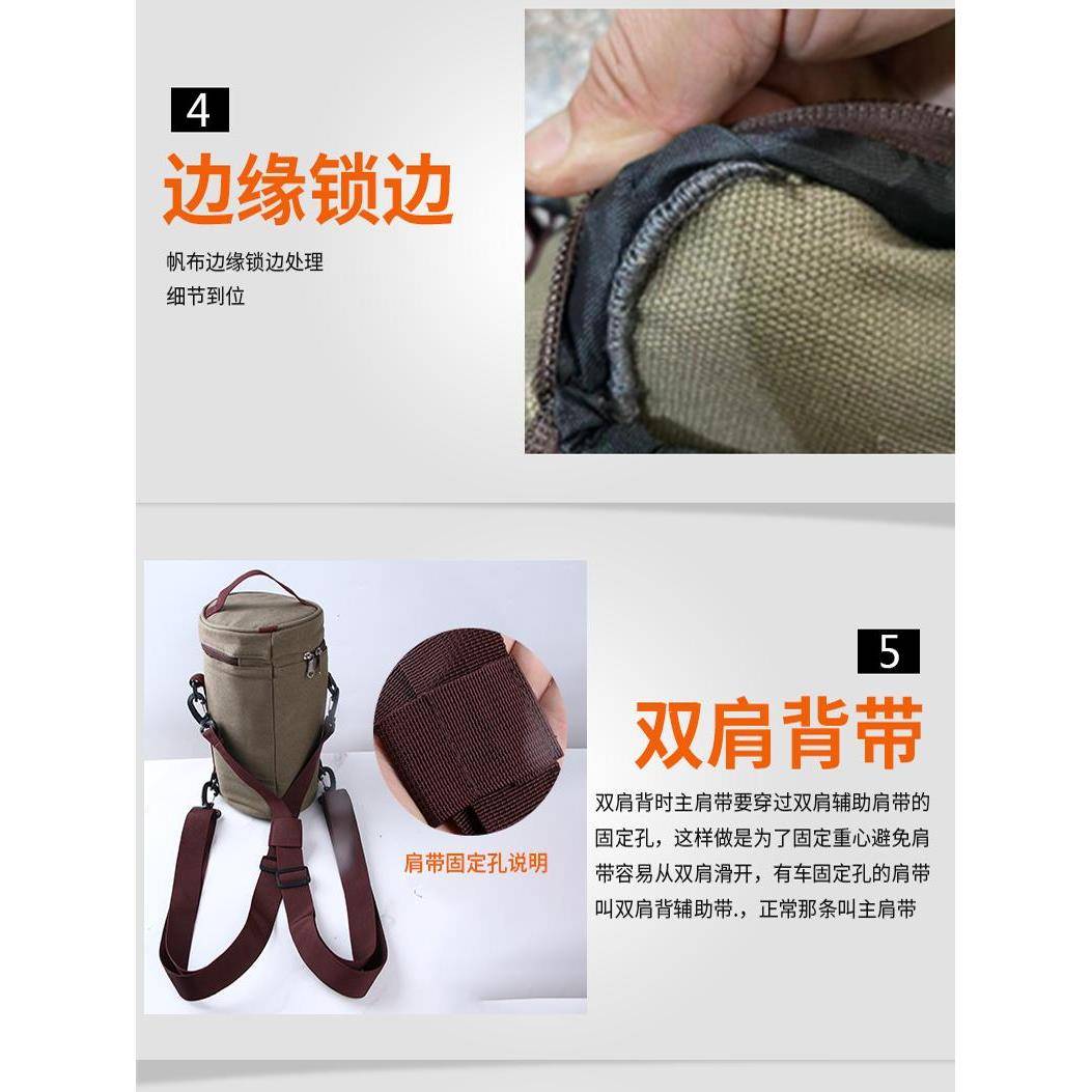 户外饭盒保温袋帆布保温桶套铝箔内套双肩背包