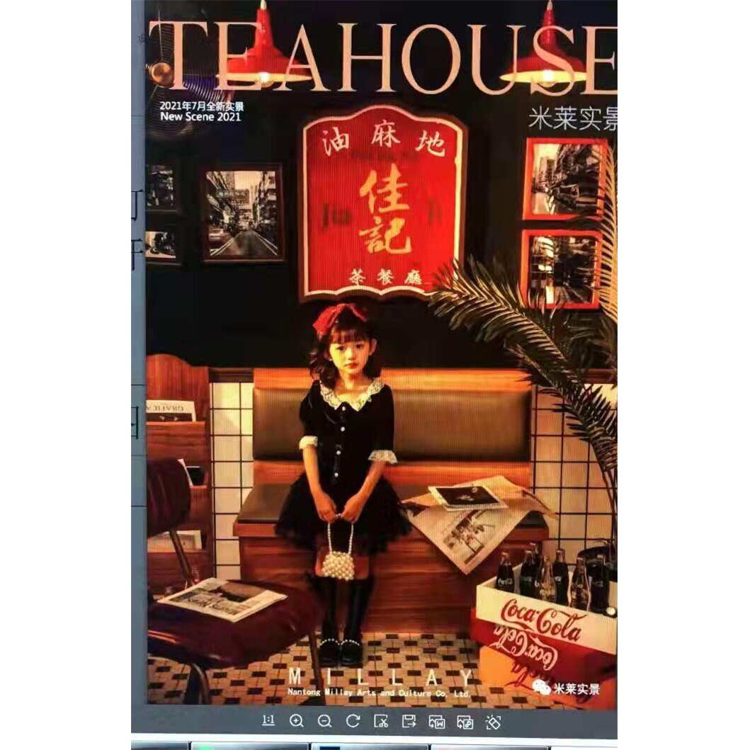 儿童摄影2021米菜主题实景道具影棚制作展会新款港风饭厅实景