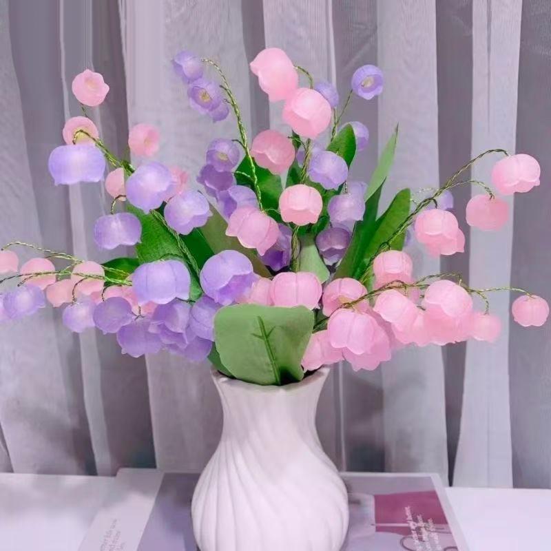 双拼铃兰花手工DIY材料包自制花束母亲节送妈妈创意花瓶摆件