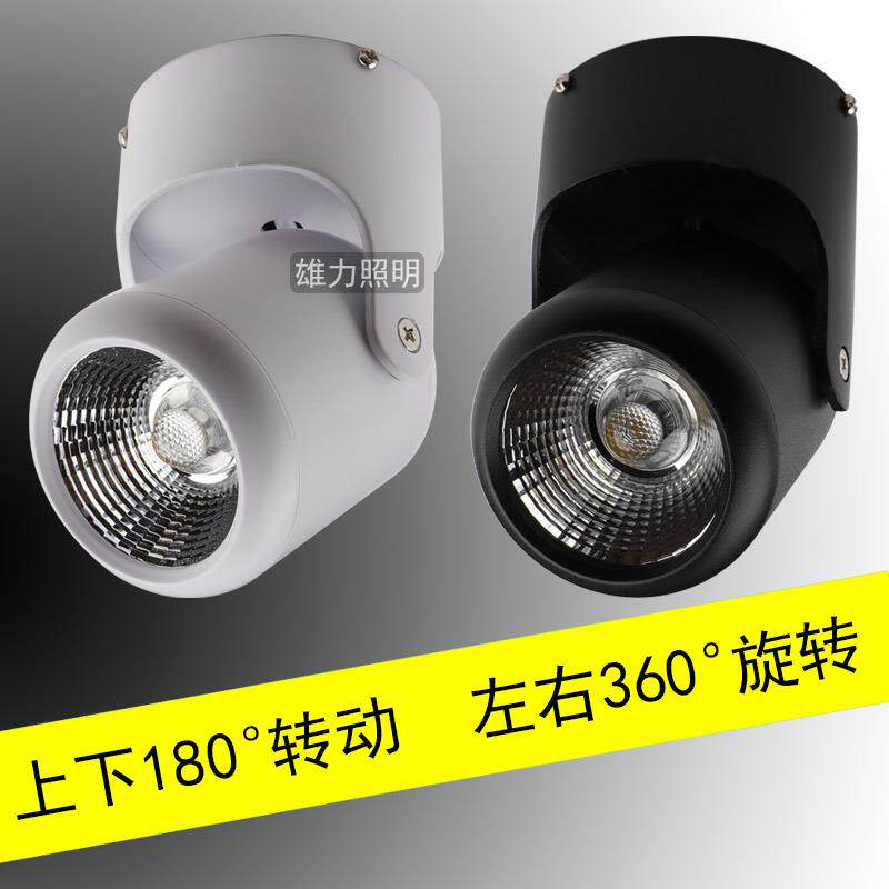 明装射灯聚光万向天花灯led单灯背景墙灯墙壁照画灯cob吸顶式射灯