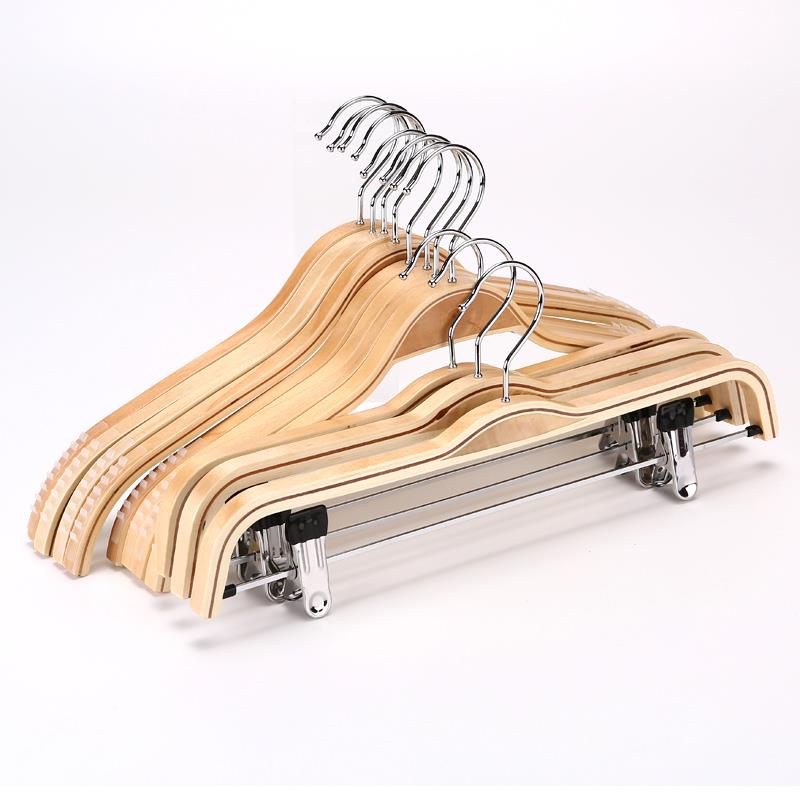 服装店原木实木衣架防滑胶条木质衣挂家用衣服架衣架裤架子裤夹子