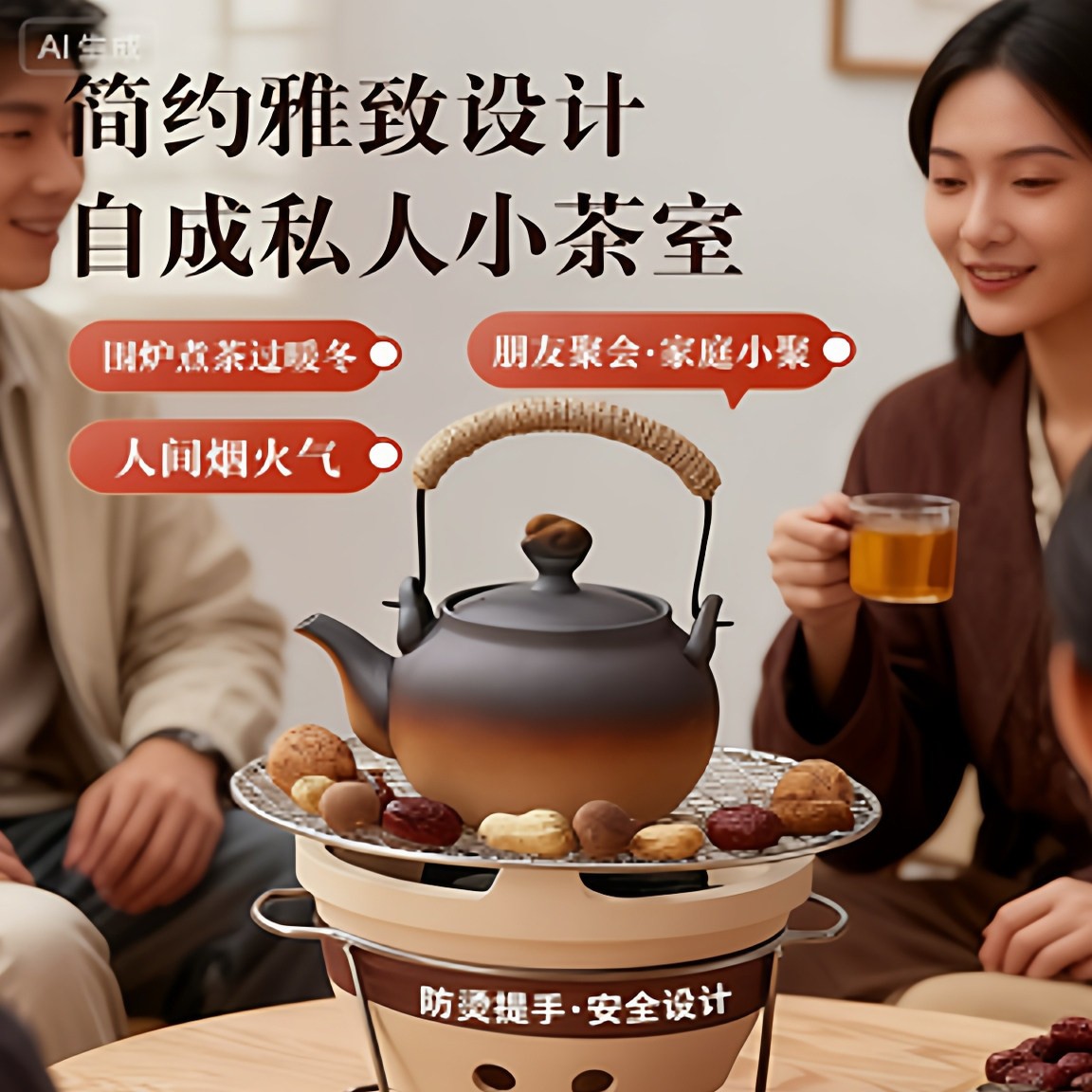罐罐泡茶炉一整套冬日围聚围炉煮茶碳火炉烤奶茶罐整套专用茶壶冬