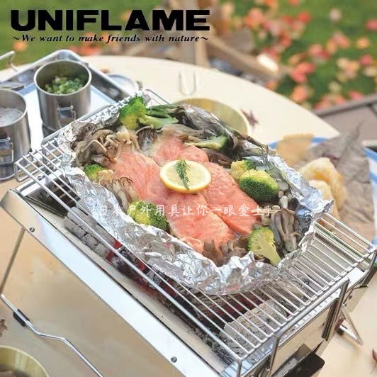 日本UNIFLAME户外露营不锈钢桌上烤炉关东煮铁板烧可携式烧烤架烤