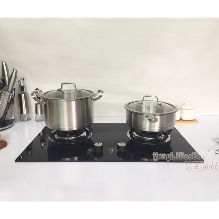 样板间竈具瓦斯炉不锈钢煎锅摆件样板房软装厨房厨具台面装饰道具
