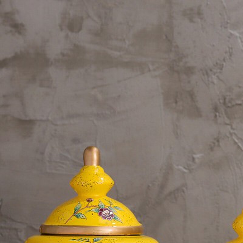 复古美式乡村手绘花鸟陶瓷罐家居装饰品工艺礼品摆饰软装客厅样板