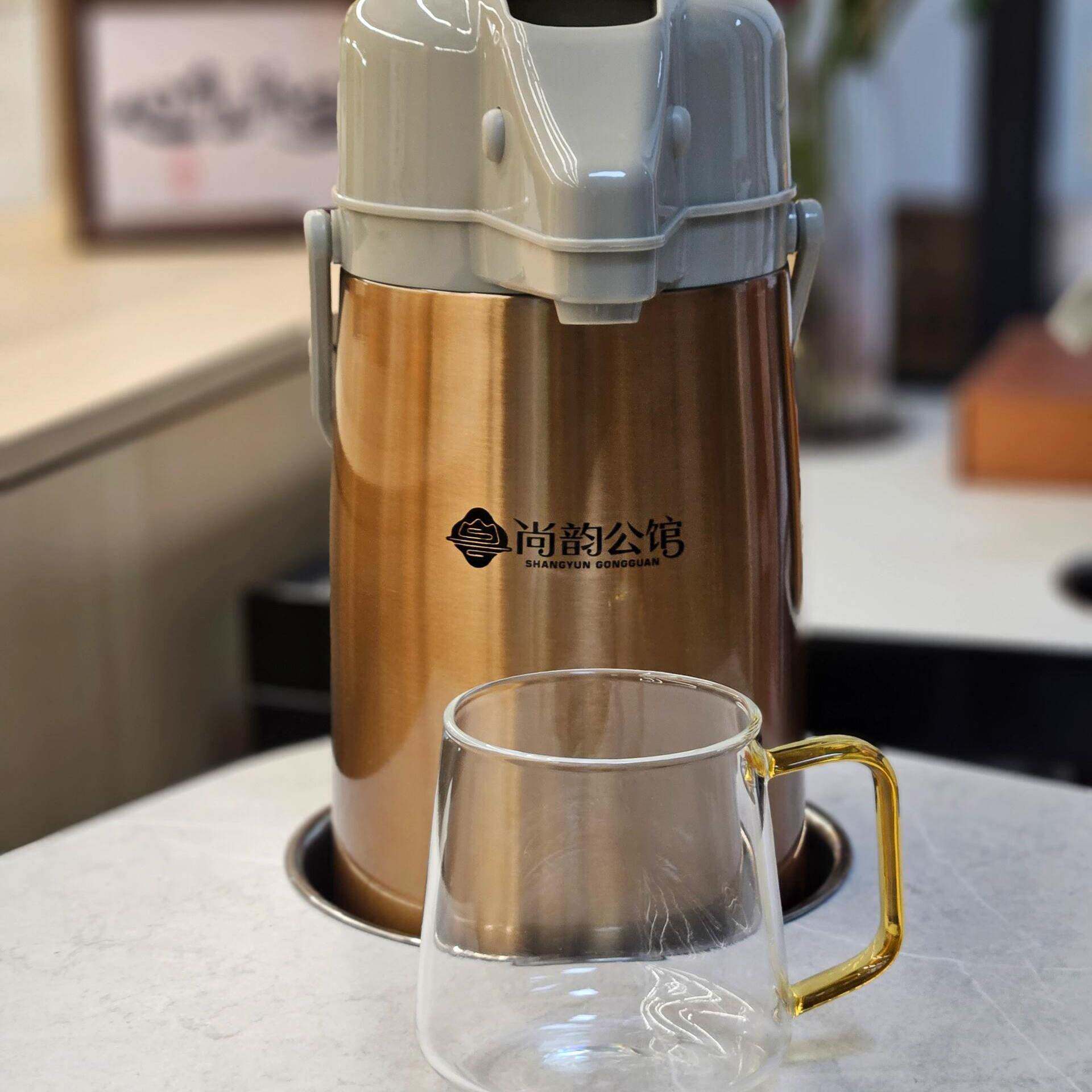 麻将馆茶楼棋牌室户外车载水壶暖瓶2.2L办公家用旅行按压式保温壶