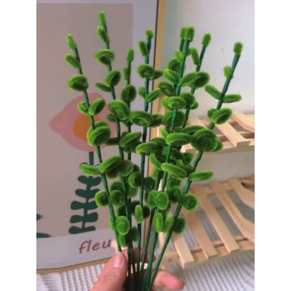 扭扭棒花束尤加利叶手工diy材料包制作特密插花永生花金钱叶枝条