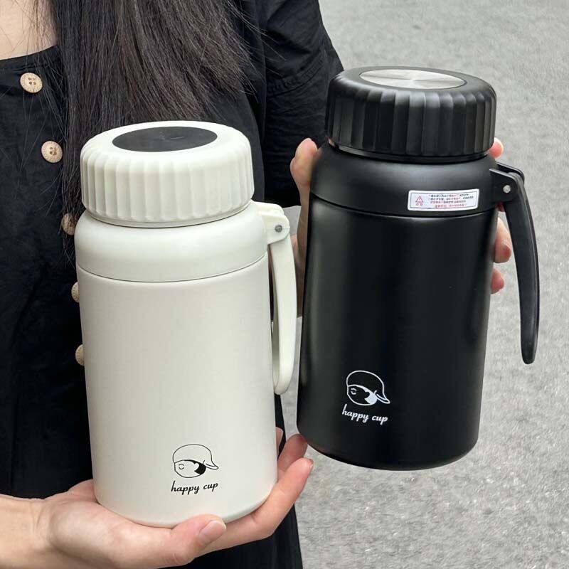 高颜值帽子男孩保温杯新款316不锈钢茶水分离水杯子大容量杯学生