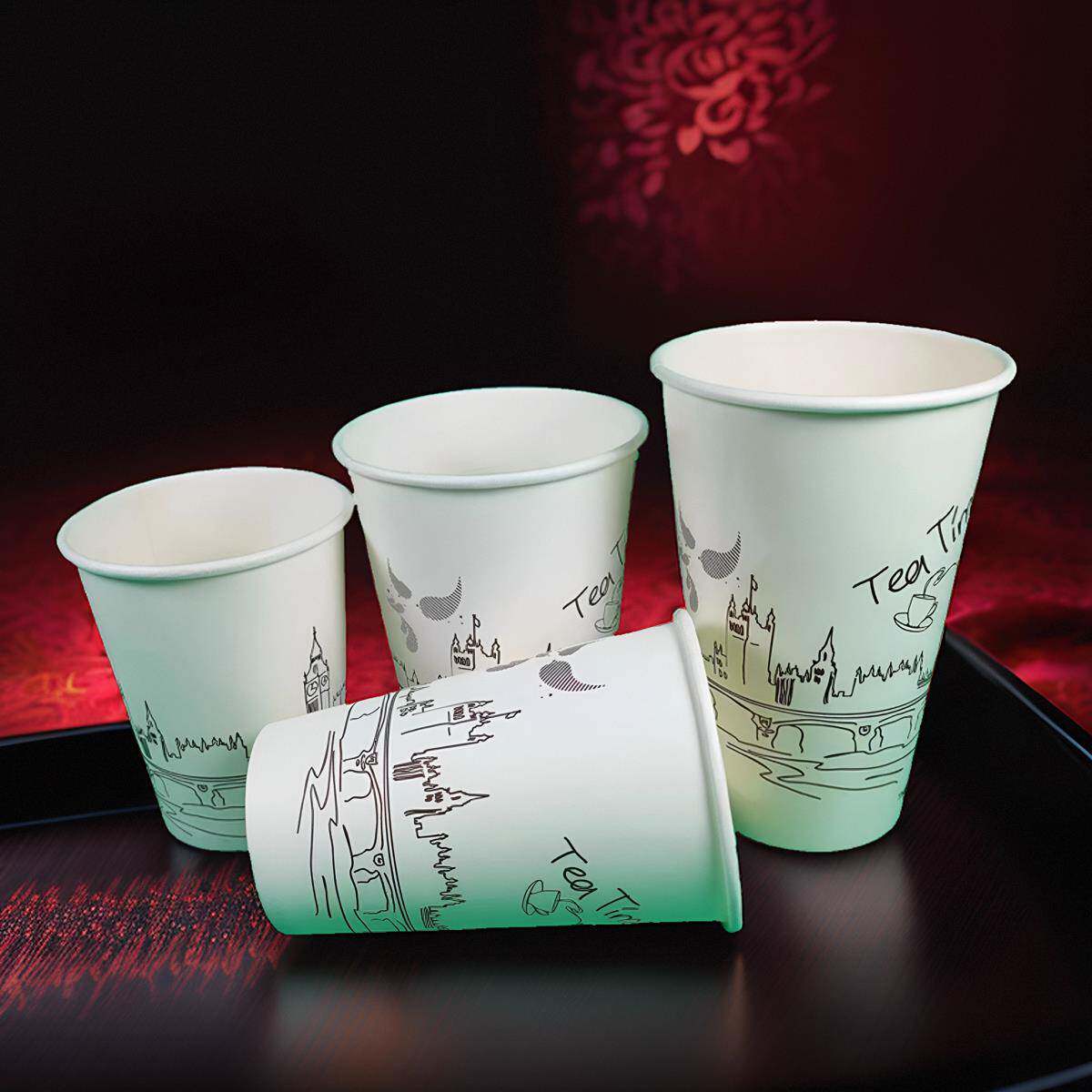 300ML1000祇双PE可加冰地铁豆浆奶茶纸杯一次性咖啡可乐带盖子包