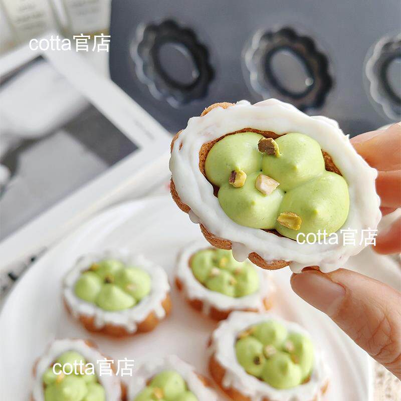 日本COTTA新款可爱云朵花边蛋糕烘焙不沾烤盘模具碳钢6连烤箱专用