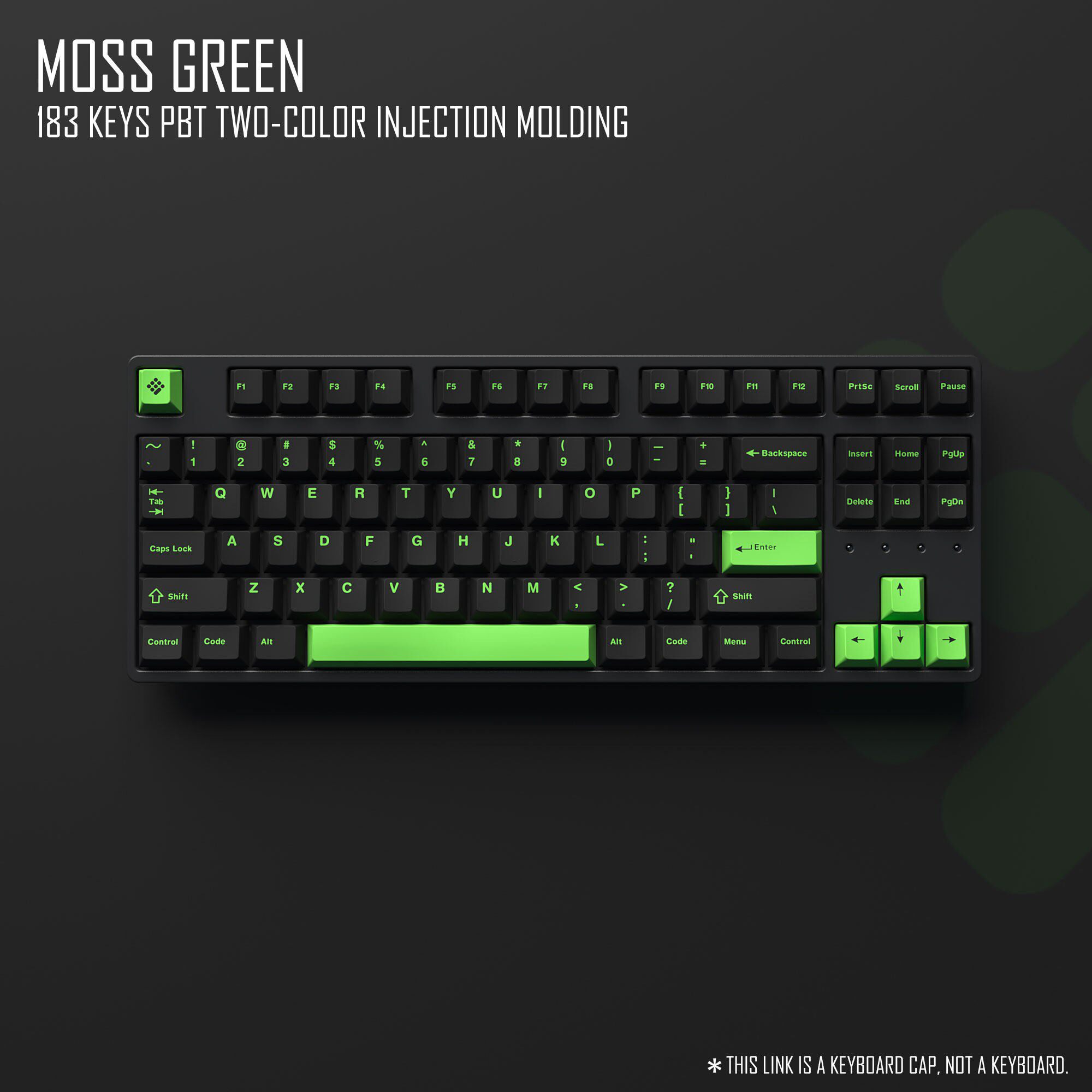 无铭诚品 Moss Green墨丝绿原厂高度双色注塑187键帽PBT大全套